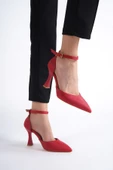 Lopez Kırmızı Saten Stiletto Kadeh Topuklu Ayakkabı - 3