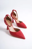 Lopez Kırmızı Saten Stiletto Kadeh Topuklu Ayakkabı - 4