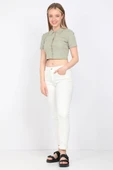 Kadın Ekru Slim Fit Jean Pantolon - 1