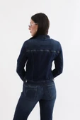 Kadın Koyu Mavi Slim Fit Jean Ceket - 7