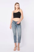 Kadın Düşük Bel Mavi Jean Pantolon - 1