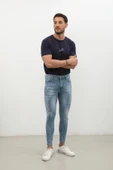Erkek Skinny Ripped Jean Açık Mavi - 1
