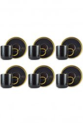 Digithome Kosova Porselen 6’lı Kahve Fincan Takımı Siyah Gold - İST-121 thumbnail 5