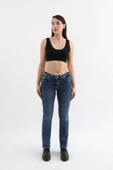 Kadın Likralı Jean Pantolon Mavi - 5