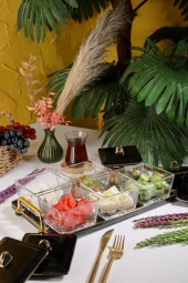 Arow Candy Tepsili Cam Kahvaltı Takımı 6 Lı Set Siyah TR-3028 - 3