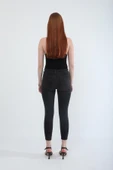 Kadın Likralı Skinny Fit Jean Pantolon Koyu Antrasit - 6