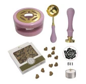 Davetiye Mum Mühürü Uygulama Seti Leylak Renk 811 Gül Desen thumbnail 1