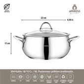 Stone 8 Parça Paslanmaz Çelik Tencere Seti thumbnail 4