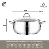 Stone 8 Parça Paslanmaz Çelik Tencere Seti thumbnail 2