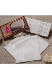 Gözde Sarı Kutulu 46x46 cm 12 Adet Kumaş Mendil-Beyaz - 1