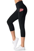Kadın Yüksekbel Toparlayıcı Cepli Sporcu Kapri Tayt Yoga Pilates - 1
