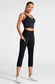 Kadın Yüksekbel Toparlayıcı Cepli Sporcu Kapri Tayt Yoga Pilates - 5