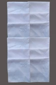 Beyaz Çiçek İşlemeli Bayan Mendili 12 Adet 28x28 cm 100 Pamuk - 2