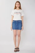 Kadın Jean Kısa Etek Açık Mavi - 2