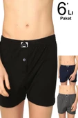 Gümüş İç Giyim Düğmeli Erkek Boxer 6 Lı Paket - 7