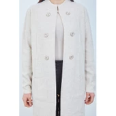 Anne Triko Cepli Düğme Detaylı Siyah Uzun Hırka - 9