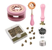 Davetiye Mum Mühürü Uygulama Seti Yavruağzı Renk 811 Gül Desen thumbnail 1