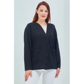 Kadın Vizon Mevsimlik Cepli Düğmeli Kısa Penye Hırka - 4