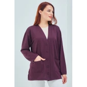 Kadın Vizon Mevsimlik Cepli Düğmeli Kısa Penye Hırka - 10