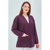 Kadın Vizon  Mevsimlik Cepli Düğmeli Kısa Penye Hırka - 9