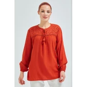 Fresh&Moda Kadın Haki Şile Bezi Anne Penye Bluz - 7