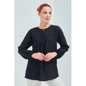 Fresh&Moda Kadın Haki Şile Bezi Anne Penye Bluz - 12