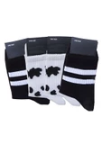 4lü Unisex İnek Desenli Kısa Konç Çorap Siyah-Beyaz Tenis Spor - 4
