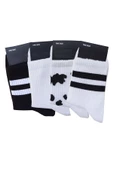 4lü Unisex İnek Desenli Kısa Konç Çorap Siyah-Beyaz Tenis Spor - 3