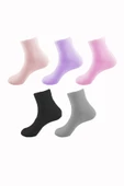 5li Kadın Erkek Kolej Çorap Renkli Pamuklu Yarım Konç Ekonomik - 1