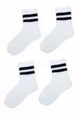 4lü Unisex Çizgili Kısa Çorap Pamuklu Tenis Ekonomik Spor - 2