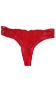 Kadın Kırmızı Önü Transparan Arka Kelebek Detaylı Tanga Külot - 4