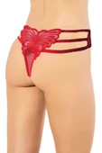 Kadın Kırmızı Önü Transparan Arka Kelebek Detaylı Tanga Külot - 3