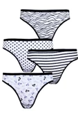 4lü Kadın Pamuklu Geometrik Bikini Külot İç Çamaşırı Kaliteli Nora - 2
