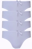 4lü Kadın Pamuklu Bikini Külot Renkli Fiyonklu İç Çamaşırı - 4