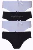 4lü Kadın Pamuklu Bikini Külot Renkli Fiyonklu İç Çamaşırı - 6