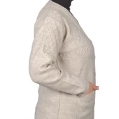 Büyük Beden Kadın Gri Düğmeli Kısa Hırka - 12