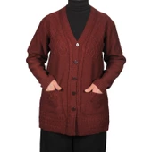 Büyük Beden Kadın Gri Düğmeli Kısa Hırka - 3