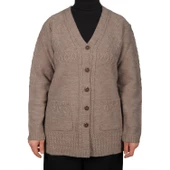 Büyük Beden Kadın Gri Düğmeli Kısa Hırka - 6