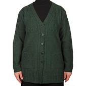 Büyük Beden Kadın Gri Düğmeli Kısa Hırka - 8