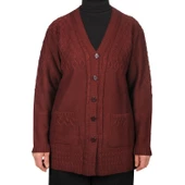 Büyük Beden Kadın Gri Düğmeli Kısa Hırka - 4