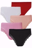 5li Kadın Kaşkorse Dantelli Bikini Bayan Külot Pamuklu Renkli - 1