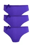 3lü Kadın Bikini Külot Pamuklu Renkli Ekonomik Rahat - 4