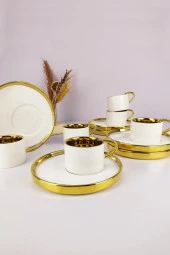 Digithome Kosova Porselen 6’lı Kahve Fincan Takımı Beyaz - İST-85 thumbnail 1