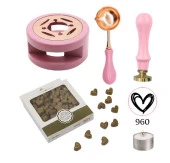 Davetiye Mum Mühürü Uygulama Seti Yavruağzı Renk 960 Kalp - 1