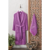 Havlulu Banyo Kadın Bornoz Takımı Şalyaka 100 Pamuklu - 4