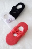3lü Kız Bebek Fiyoklu Babet Çorap Pamuklu Çapraz Bantlı Esnek - 3