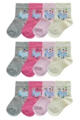 12li Kız Bebek Soket Çorap Renkli Desenli Ekonomik Çorap - 2
