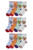 12li Kız Bebek Soket Çorap Renkli Desenli Ekonomik Çorap - 1