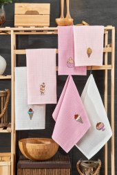 6 lı Pembe Mutfak Havlu Seti - 1
