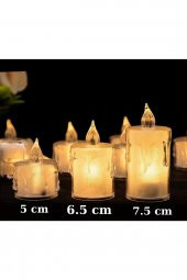 3lü Pilli Dekoratif Simli Led mum 6.5 cm - 3